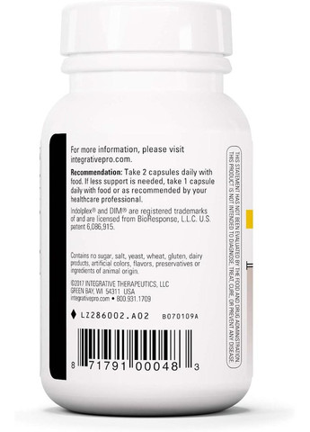 Дииндолилметан (Indolplex Bioavailable DIM Supplement) Integrative Therapeutics – 60 капсул No Brand (303358631)