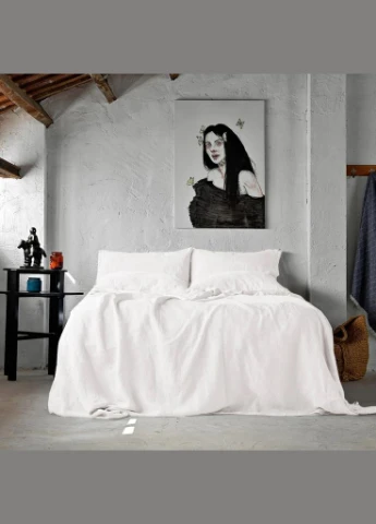 Простирадло Muse White Stonewash льон 150х200х30 см біле (2800004770286) SoundSleep (326585364)