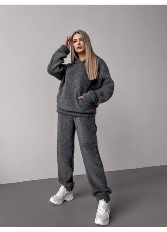 Жіночий м'який утеплений костюм із фактурного матеріалу з худі No Brand (371813865)