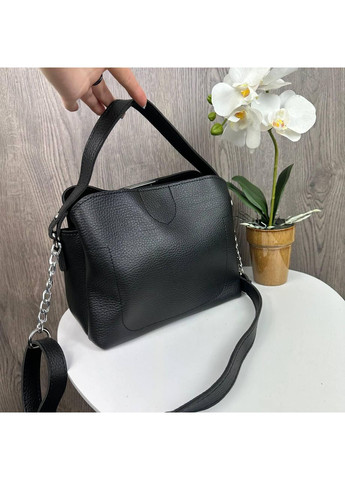 Женская мини сумочка на плечо черная с эко-кожи и замши ProDobro (363260039)