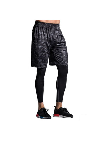 Черные демисезонные мужской комплект для тренировок, спортивные шорты + леггинсы для спортзала и фитнеса China