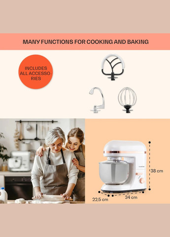 Кухонний комбайн тістоміс Bella Elegance 1800вт Перламутр Klarstein (338194781)