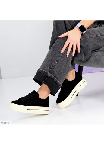 Чорні кеди жіночі з натуральної замші No Brand