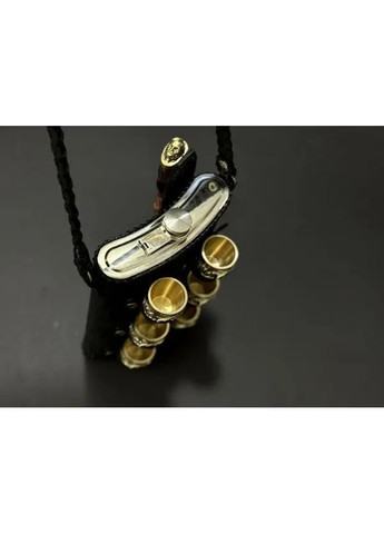 Фляга у шкіри з чарками 6 шт "Козаки" + ніж | Подарунок для військового Handmade 48440052 (366666044)