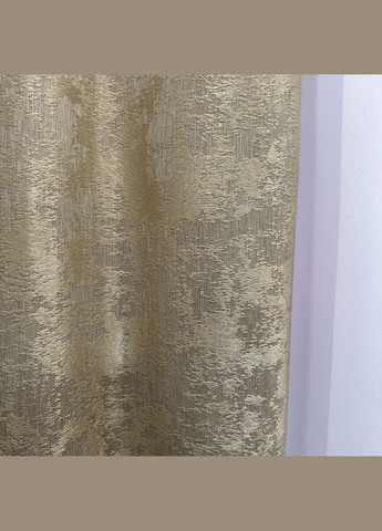 Жакардові штори з мармуровим візерунком 2шт 1.5×2.7 м, тасьма 6 см, середнє затемнення, золотистого кольору. No Brand (331619143)