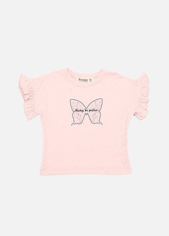 Світло-рожева літня футболка з коротким рукавом для дівчинки колір світло-рожевий цб-00273295 Yuki