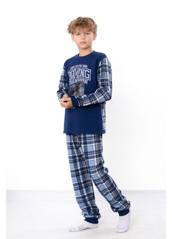 Темно-синя утеплена піжама для хлопчика (штани+кофта) з принтом (p-16102) Носи своє