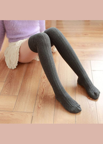 Панчохи бавовняні з текстурою в'язки темно-сірі XXS-XL No Brand (307930838)