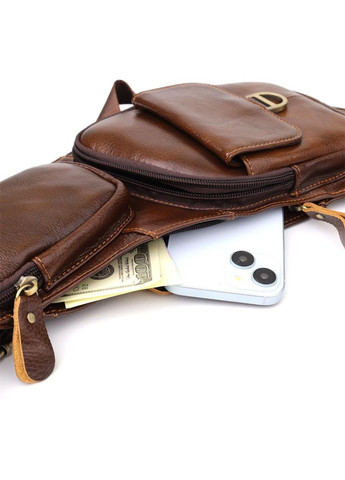 Сумка слинг через плечо мужская кожаная для телефона и для документов большая Коричневый 39013 Vintage (351403608)