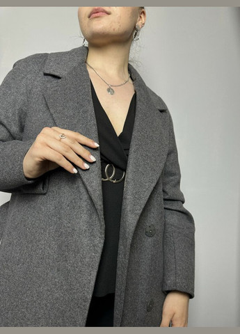 Серое демисезонное Пальто женское шерстяное графит MKDC1156 Modna KAZKA