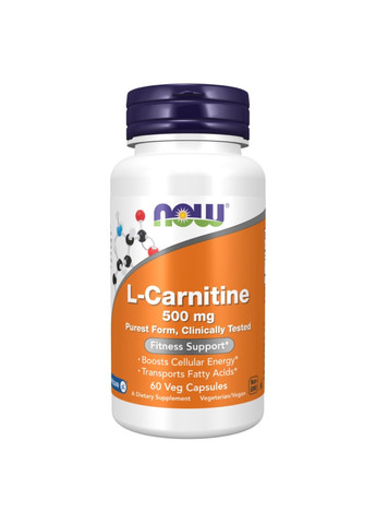 Жироспалювач L-Carnitine 500mg - 60 vcaps Now Foods (285736261)