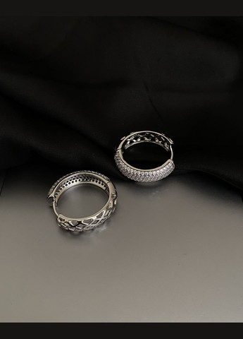 Сережки з камінчиками замок - кільце срібного кольору 32084 Fashion (335015229)