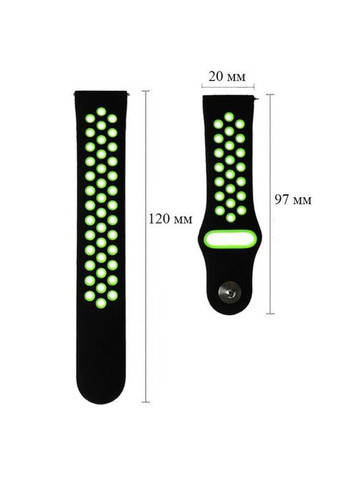 Спортивный ремешок Perfor Sport для часов Samsung Gear Sport SM-R600 - Black&Green Primo (333720108)