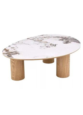 Журнальний столик ADELIS 110х80 см МДФ + кераміка Білий/дуб No Brand (400359783)