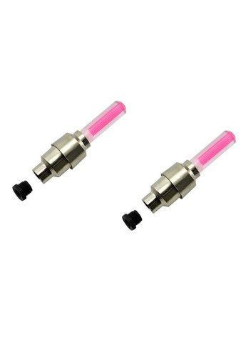 LED колпачки-мигалки на ниппель для велосипеда, комплект 2 шт. в розовом цвете. China (366666278)
