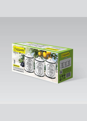 Набір керамічних ємностей (чай, кава, цукор) продуктів Paris Maison 3 шт (MR-20030-03CS) Maestro (334004571)