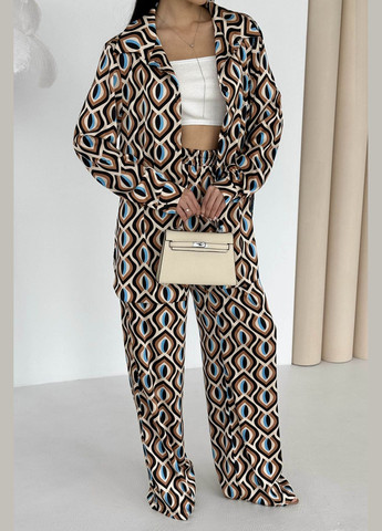 Стильний костюм двійка з принтованого штучного шовку Jadone Fashion (292144344)