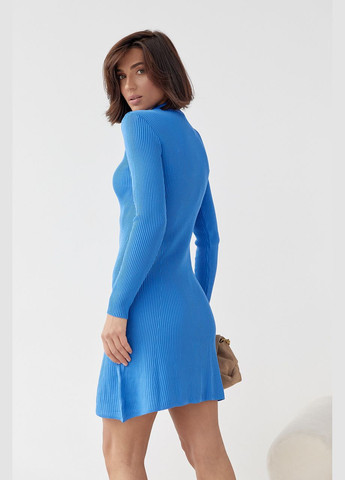 Синя повсякденний базова сукня міні в рубчик силуетна Liton однотонна