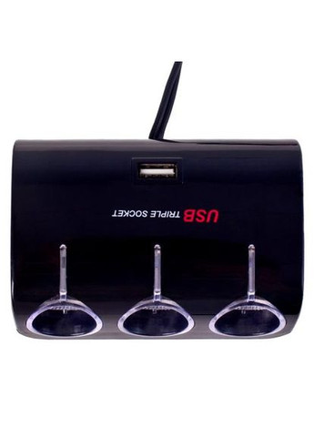 Автомобільний розгалужувач прикурювача VOIN 3 виходу 1USB 1000mA 12/24V (SC-3073) Yantu (359464691)