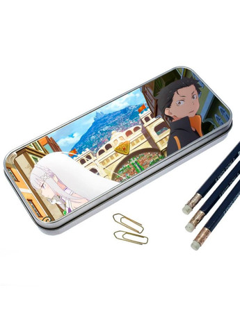 Органайзер для канцелярського приладдя металевий, кейс для дрібниць Аніме Життя з нуля в іншому світі #016 7*18 см Silver No Brand (309156979)