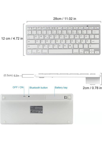 Беспроводная Bluetooth клавиатура SRAYG, 78 клавиш, серебряная, QWERTZ, для ноутбука, планшета, iOS Android Windows No Brand (338193378)