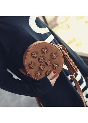 Жіноча кругла стьобана сумочка клатч з екошкіри чорна ProDobro (363136371)