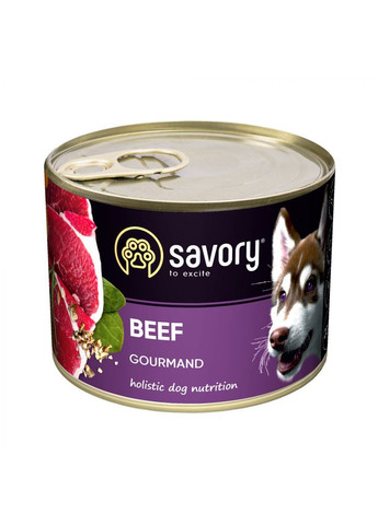 Вологий корм для собак з яловичиною, 200г Savory (292257355)