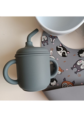 Набор посуды для прикорма ребенка, посуда на присосках Серый 6 ед (0249) No Brand (368999983)