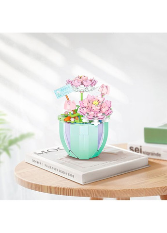 3D конструктор набір будівельних блоків 2084 квітковий конструктор Лотос 312 деталей YZ (362456010)