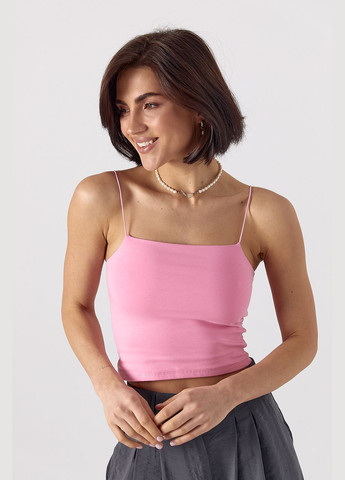 Приталенный кроп-топ на бретелях-резинках Lurex (322343097)