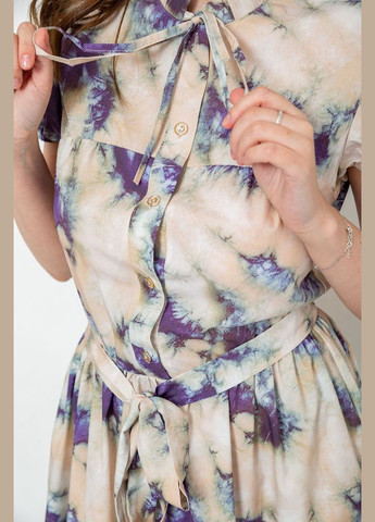 Комбінована сукня софт, колір бежево-бузковий, Ager