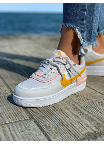 КРОСІВКИ ЖІНОЧІ NIKE AIR FORCE 1 SHADOW WHITE GREY ORANGE НАЙК АІР ФОРС 1 ПРЕМІУМ No Brand сірі демісезони (369389830)