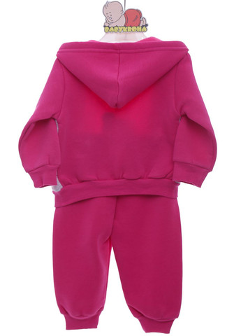 Розовый демисезонный костюм на флисе для девочки трикотажный мишка розовый 68 см (37276) BABYKROHA
