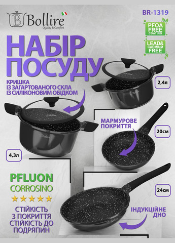 Набір посуду каструль та сковорідок ASTI 6 предметів (A-025295) Bollire (323482420)