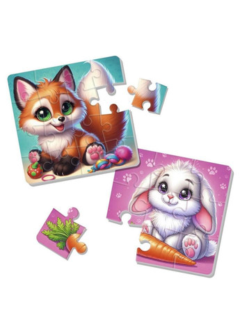 Детский мягкий пазл "Зайчик и лисичка" VT1102-35, 25 элементов Vladi toys (372494767)