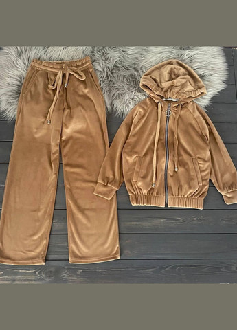 Коричневий демісезонний велюровий костюм мокко IRmAS