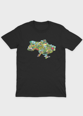 Чорна чоловіча футболка з патріотичним принтом мапа україни (ts001-1-bl-005-1-001) Modno