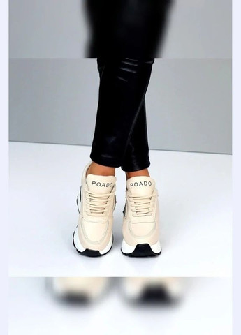 Бежеві снікерси кросівки жіночі на танкетці спортивні зі шнурівкою Viki Снікерси бежеві літо (316035151)