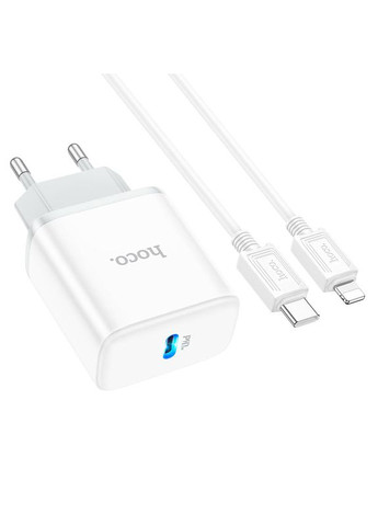 Сетевое зарядное устройство single port PD20W Charger Set (C to iP)(EU) White Hoco C104A Stage (368698096)