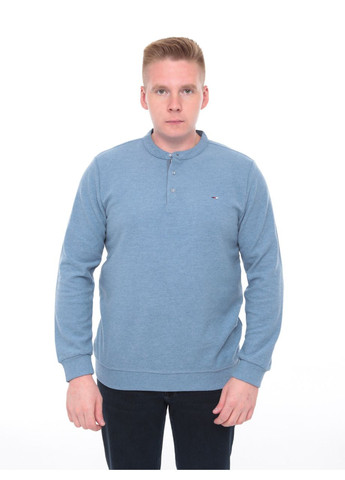 Голубой футболка-поло мужское голубое однотонное воротник стойка для мужчин MarcoStar однотонная