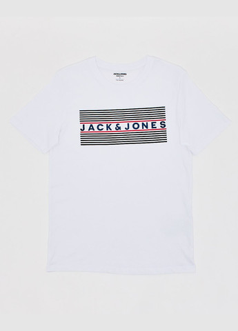 Біла футболка,білий з принтом синій,jack&jones Jack & Jones