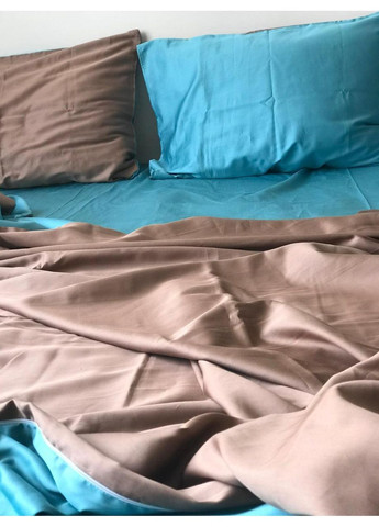 Постельное белье Карамель + бирюза, сатин PREMIUM Двуспальный размер, наволочки 50/70 No Brand (364218784)