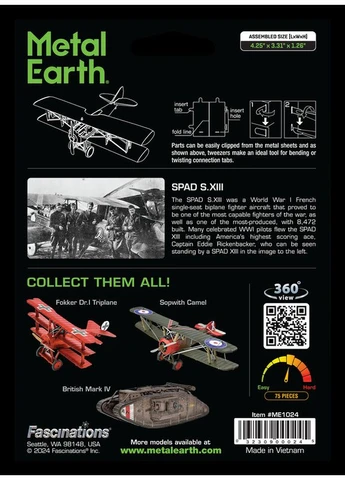 Металевий 3D конструктор "Французький винищувач SPAD S.XIII", ME1024 Metal Earth (393102967)