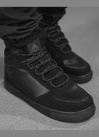 Черные зимние мужские зимние кроссовки на меху черные No Brand