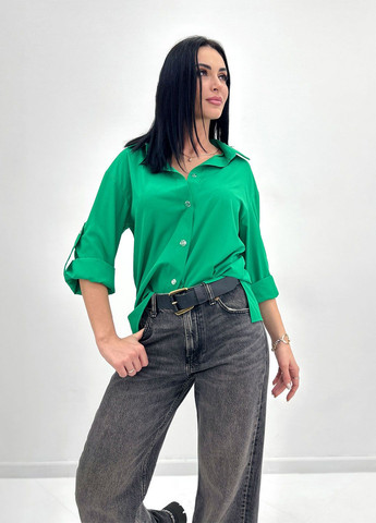 Зеленая демисезонная базовая женская рубашка Fashion Girl Eden