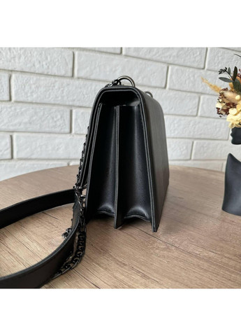 Жіноча міні сумка на плече із екошкіри на ланцюжку чорна ProDobro (367602368)