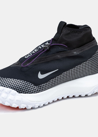 Черно-белые демисезонные мужские кроссовки nike acg mountain fly gore-tex black white | найк асж маунтин флай черные белые No Brand