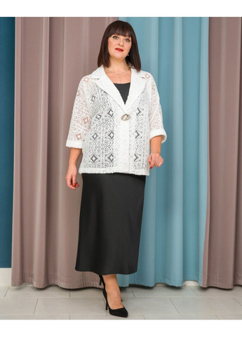 Молочный женский пиджак ажурный 2068-1 Alenka Plus - демисезонный