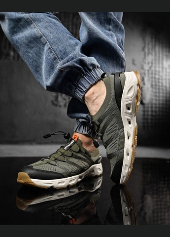 Хакі Літні чоловічі літні кросівки сіра сітка No Brand