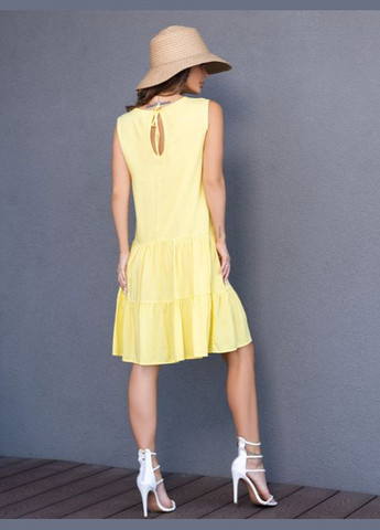 Желтое свободное платье с воланами No Brand однотонное